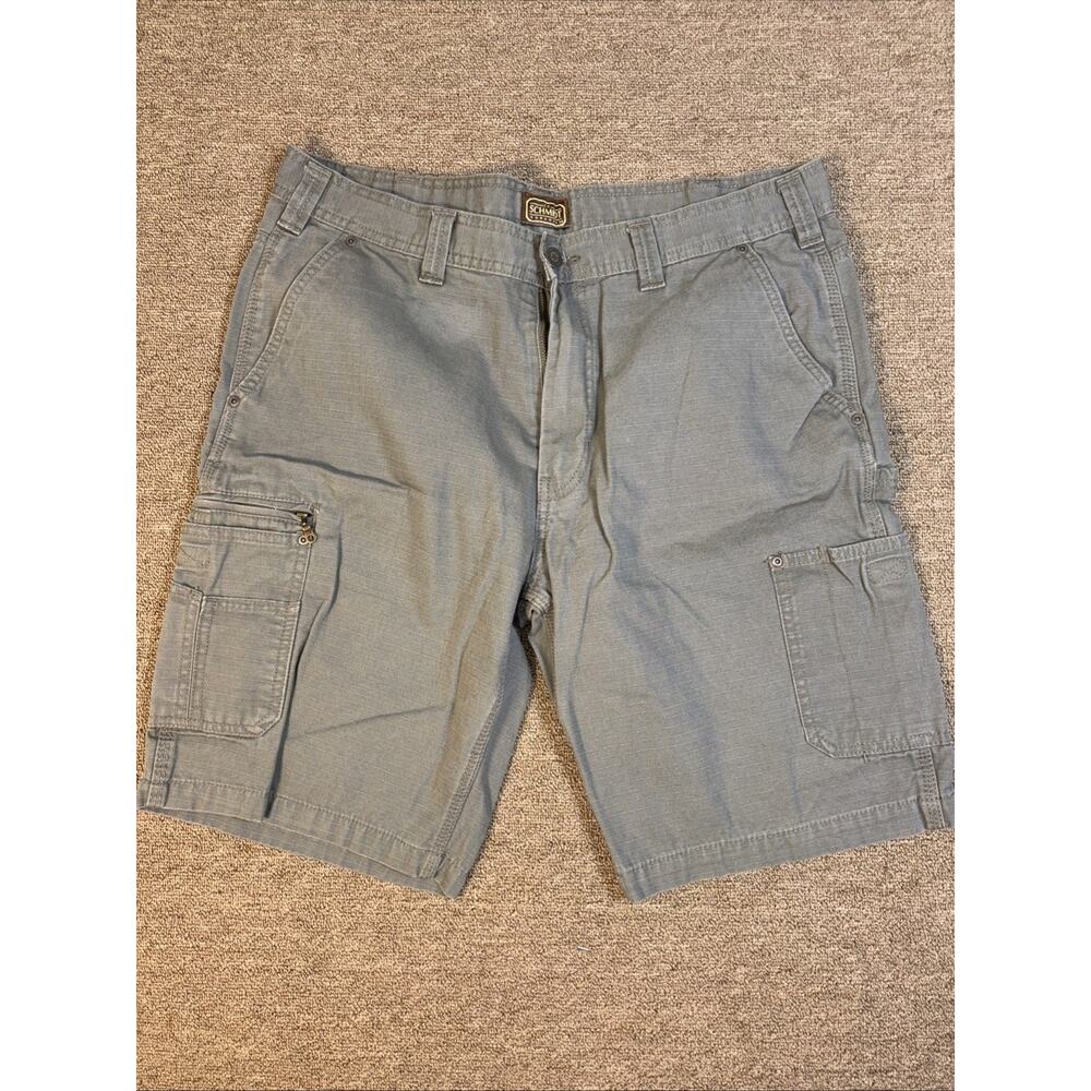 Schmidt Cargo Shorts Men's 38 Flat Front Gray Workwear Distressed